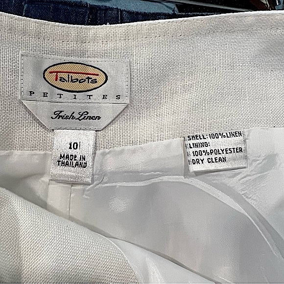 Talbots Irish Linen Flat Front White Pant Trousers Coastal Grandma Structured 10 - Picture 8 of 11